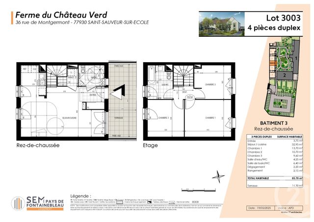 Appartement F4 à vendre - 4 pièces - 85.7 m2 - ST SAUVEUR SUR ECOLE - 77 - ILE-DE-FRANCE - Century 21 Agence Chaumette