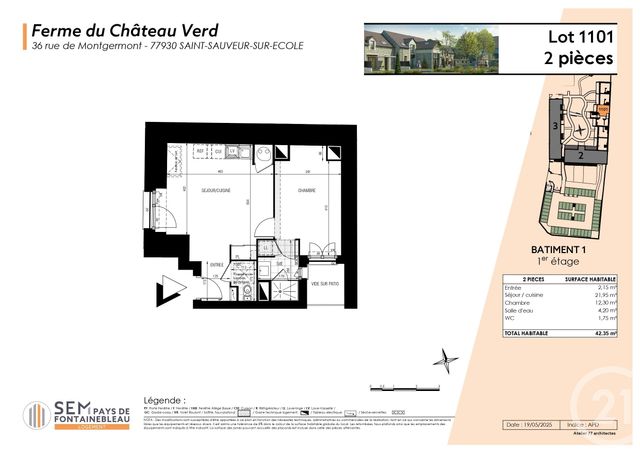 Appartement F2 à vendre - 2 pièces - 42.35 m2 - ST SAUVEUR SUR ECOLE - 77 - ILE-DE-FRANCE - Century 21 Agence Chaumette